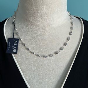 MILOR Italy sterling silver 17” Diamond cut oval beaded necklace NEW